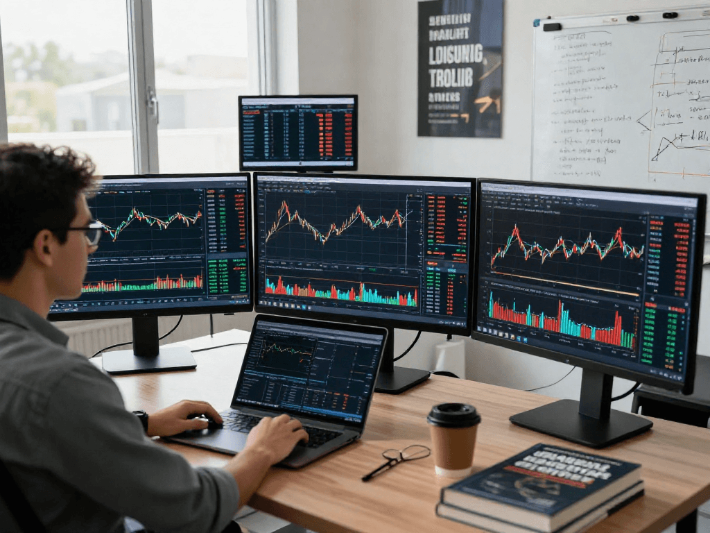 在TradingView上分析实时行情数据的交易员，展示多资产行情与图表分析工具