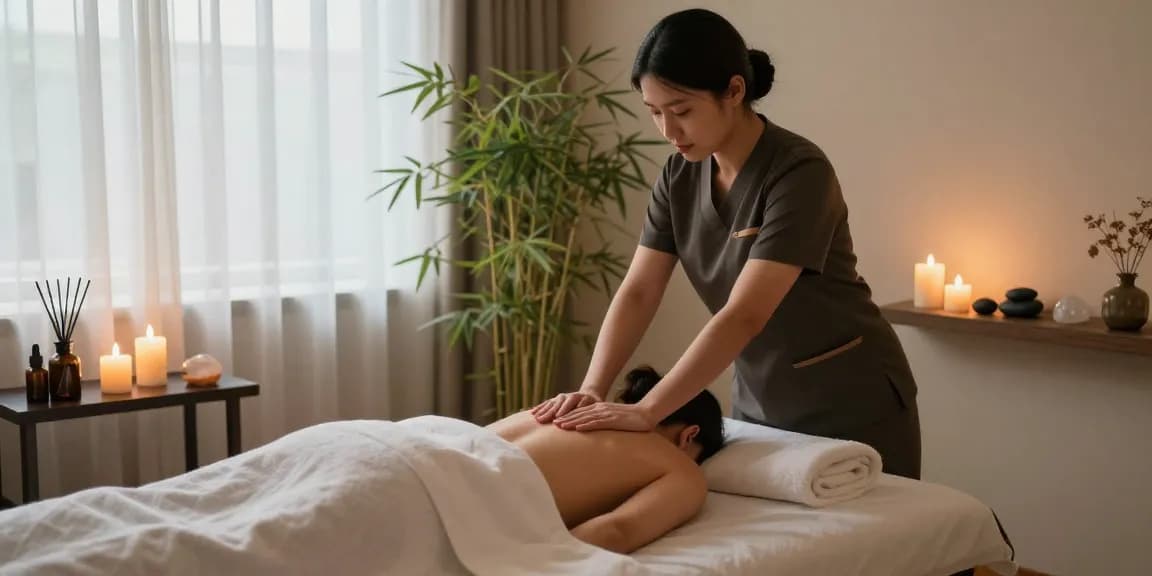 Soothing 마포출장안마 session in a peaceful therapy room with calming ambiance.