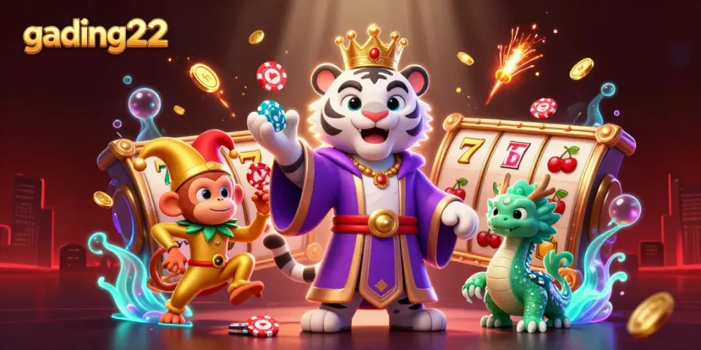 Engage in thrilling play at gading22 with vibrant casino characters and exciting gaming elements.