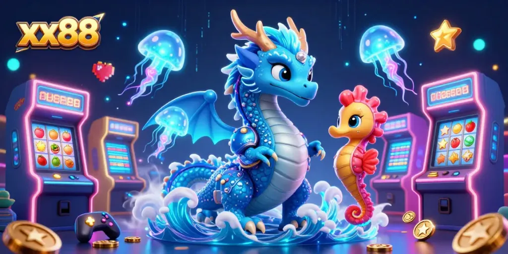 Experience winning strategies with xx88 at this vibrant casino scene featuring dynamic gaming elements.