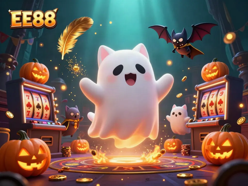 Experience the thrills of EE88 with a ghost cat and casino magic in an ultra-detailed 3D scene.