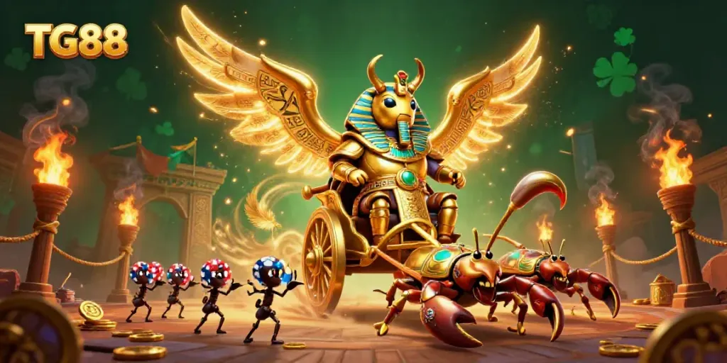 Experience winning at TG88 with majestic casino elements in a vibrant, captivating scene.