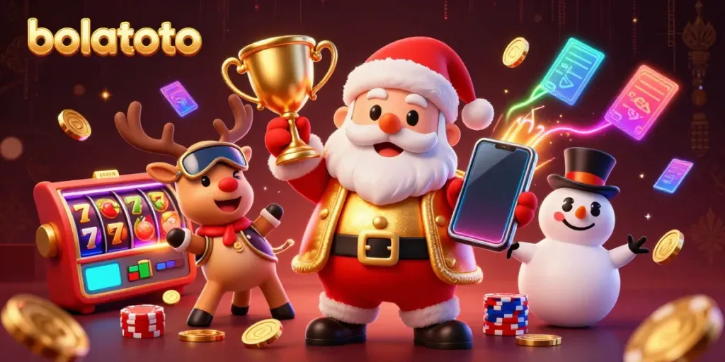 Spin to win with bolatoto! Celebrate big wins in a festive casino environment with fun characters.