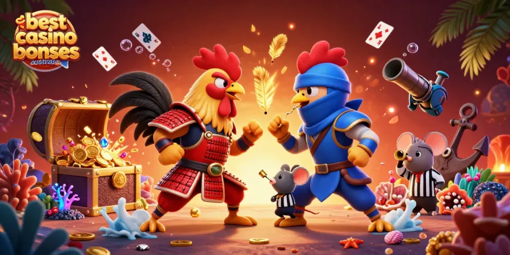 Experience the action of the best casino bonuses Australia with dramatic roosters battling over treasure!