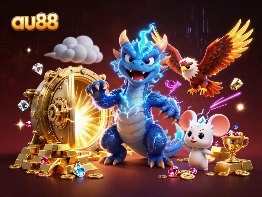 Experience thrilling casino adventures with au88's vibrant 3D characters and dazzling treasures.