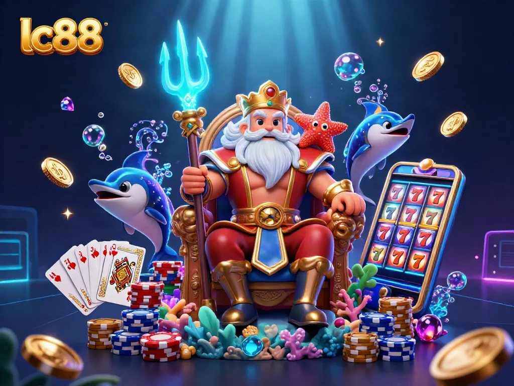 Win big with lc88 in this vibrant 3D casino scene featuring slot machine action and dynamic gameplay.