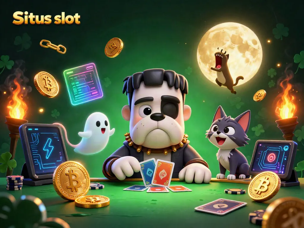Experience thrilling Situs slot action with vibrant characters and dynamic elements at a captivating casino setting.