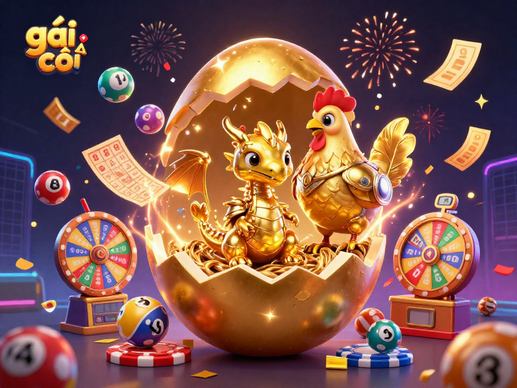 Experience intense gaming excitement with gái gọi amidst vibrant lottery elements and dazzling 3D illustrations.