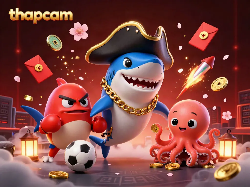 Engage in thrilling sports betting with thapcam's lively pirate shark, pufferfish, and octopus characters