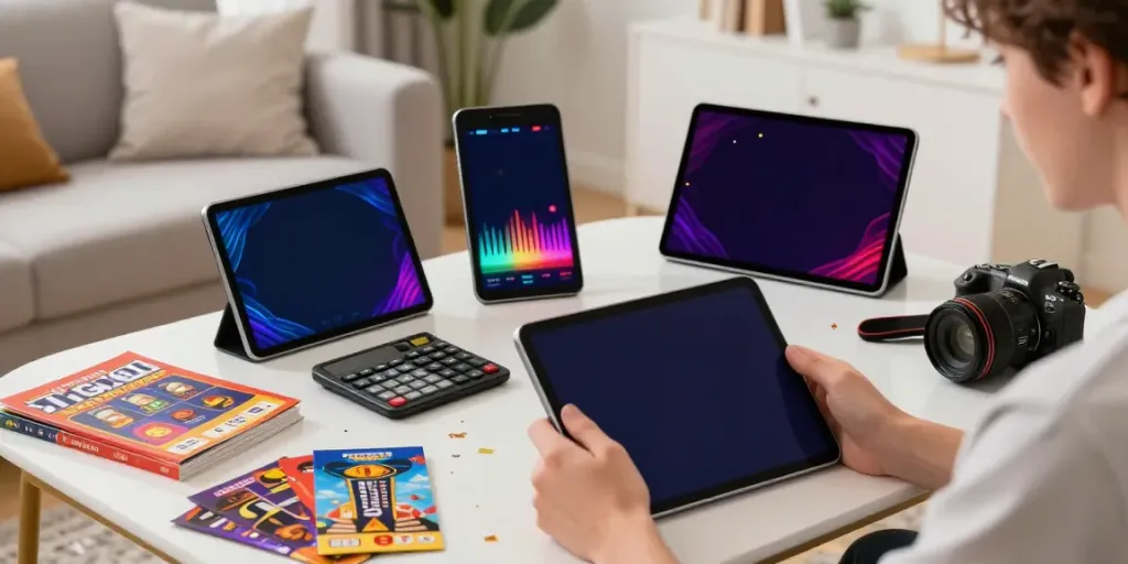 Pengalaman bermain ratutogel secara online dengan perangkat digital di ruang tamu yang nyaman.