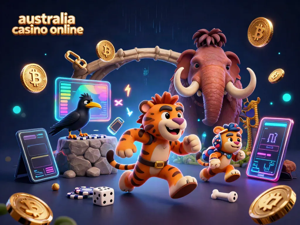 Experience the thrill at the australia casino online with engaging prehistoric characters and vibrant crypto elements.