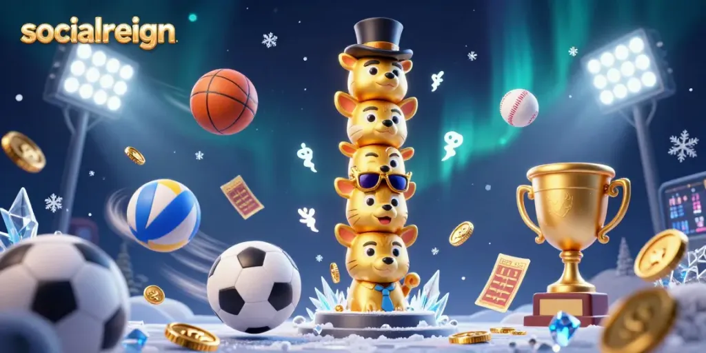 Engage with the thrilling gaming experience at socialreign featuring vibrant sports elements and a golden totem.