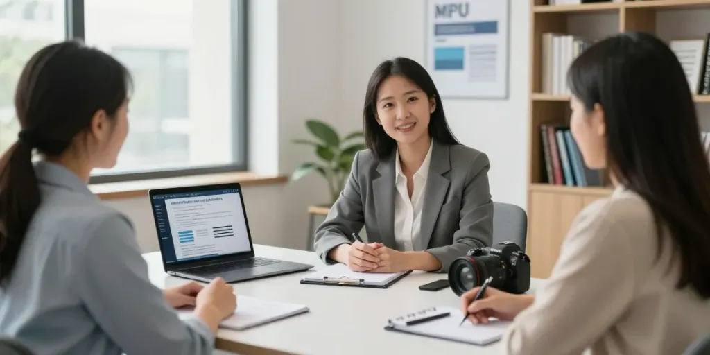 MPU Beratung Hannover - Fachberater im Gespräch mit Klienten in hellem, modernem Büro.