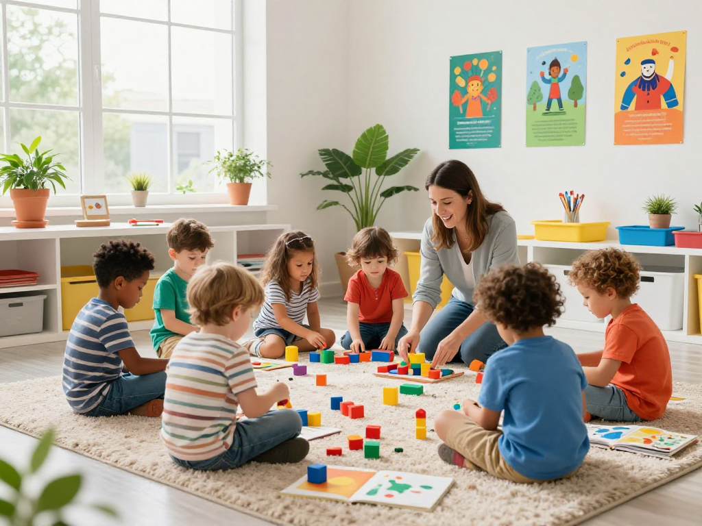 Engaging scene of children at Pegasus International kindergarten Singapore exploring, learning through play.