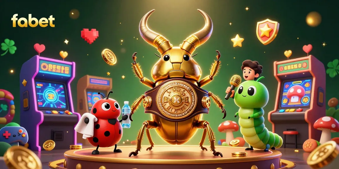 Engage with fabet's vibrant casino scene featuring lively characters, glowing game machines, and arcade elements.