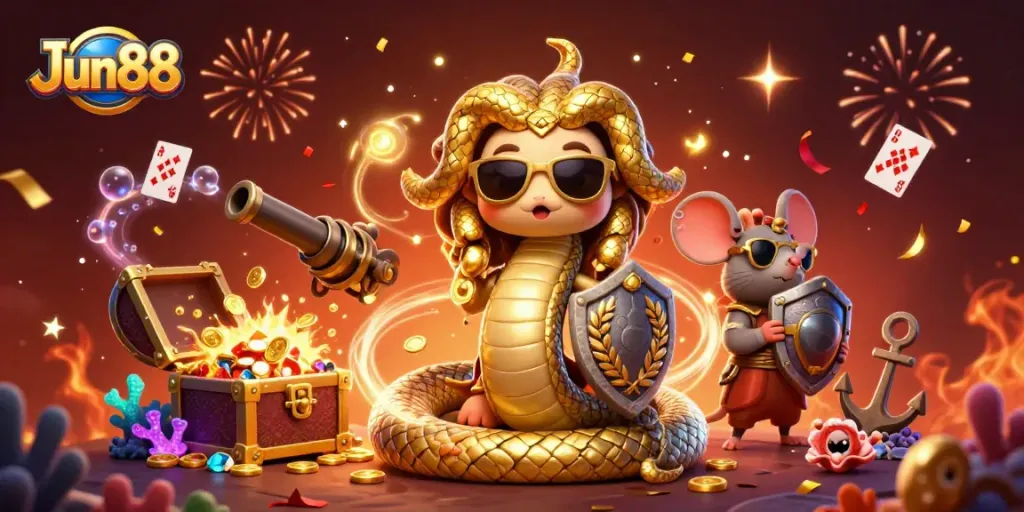 Engage with the vibrant Jun88 casino adventure filled with treasures and animated characters.