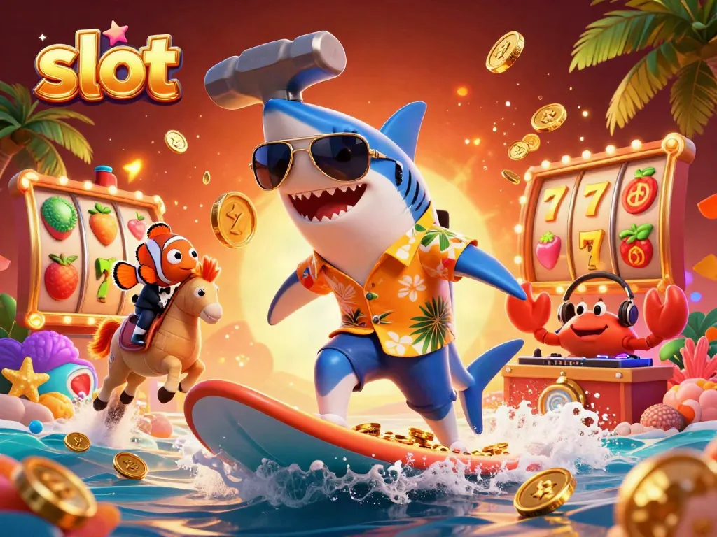 Slot permainan menghibur dengan ikan hiu dan kuda laut yang bersenang-senang di lautan kepingan emas.