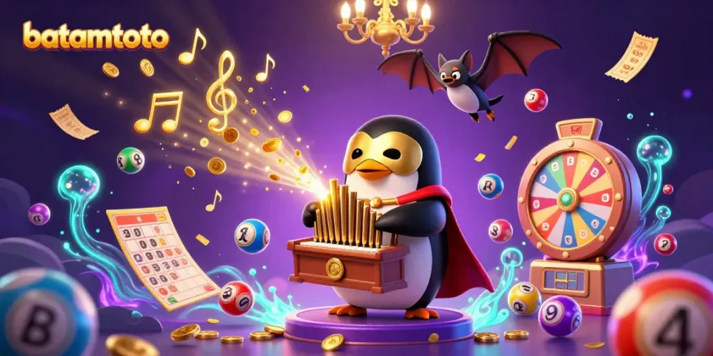 Experience batamtoto's thrilling casino atmosphere with a vibrant penguin organist and dazzling prizes.