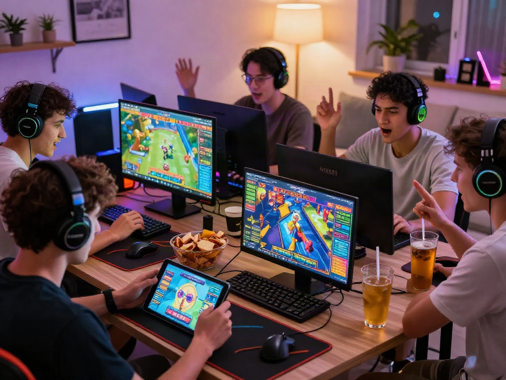 Engaging players actively enjoying togel online gaming in a vibrant home setting.