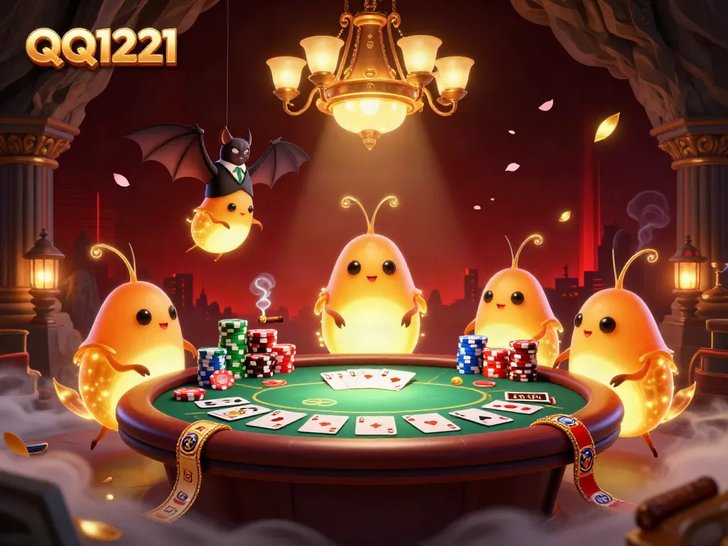 Experience the vibrant excitement of QQ1221 as glowworms and a bat dealer bring a cave casino to life.