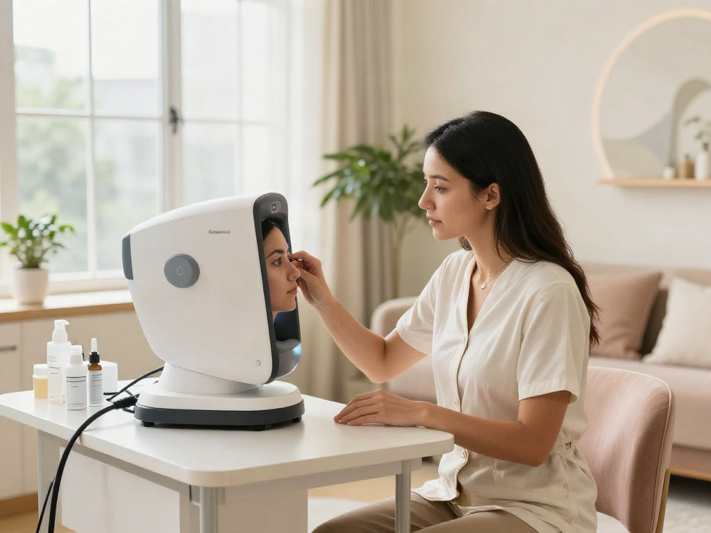 ClinicEvo better than QOVES comparison, innovative facial analysis consultation in a modern clinic