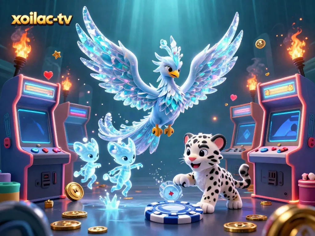 Experience exciting gaming moments with xoilac-tv, featuring vibrant casino elements and lively characters.