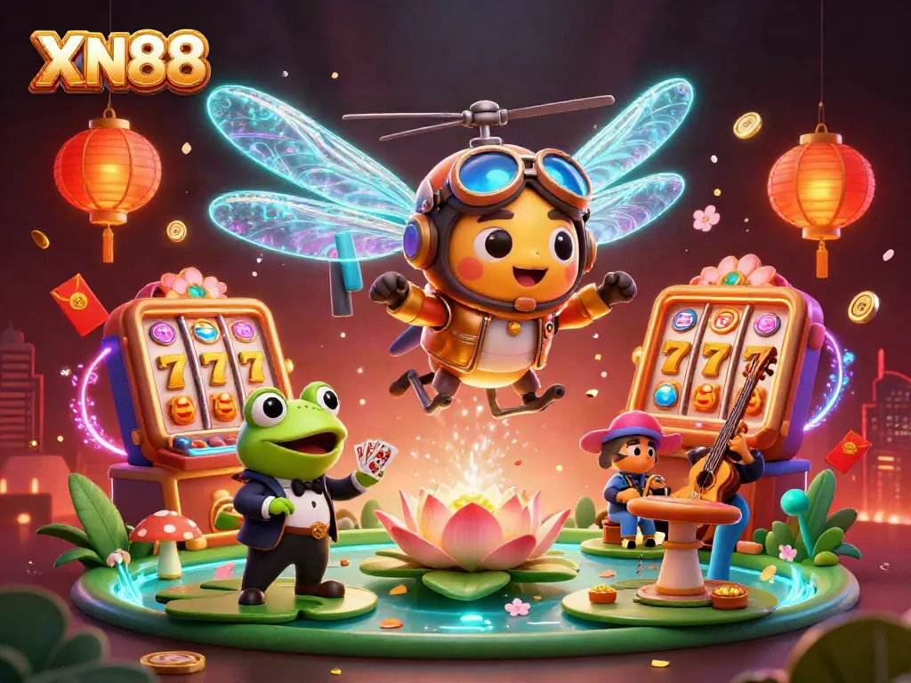 Experience thrilling gaming at XN88 featuring vibrant characters in a dynamic casino scene.