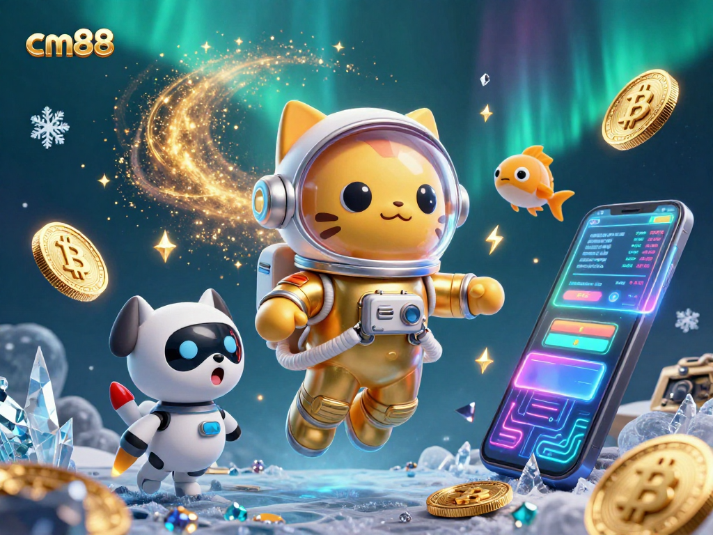 Experience thrilling gameplay at cm88 with 3D characters exploring vibrant casino elements in a cosmic adventure.