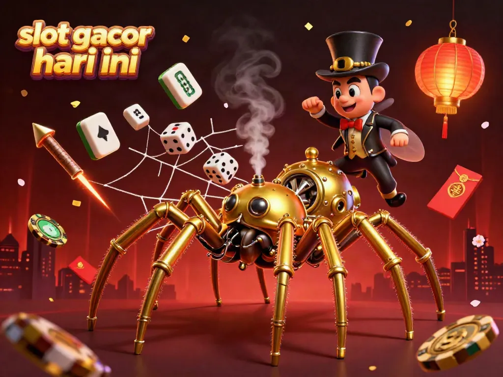 Experience excitement with slot gacor hari ini as a golden spider ensnares dice in its web.