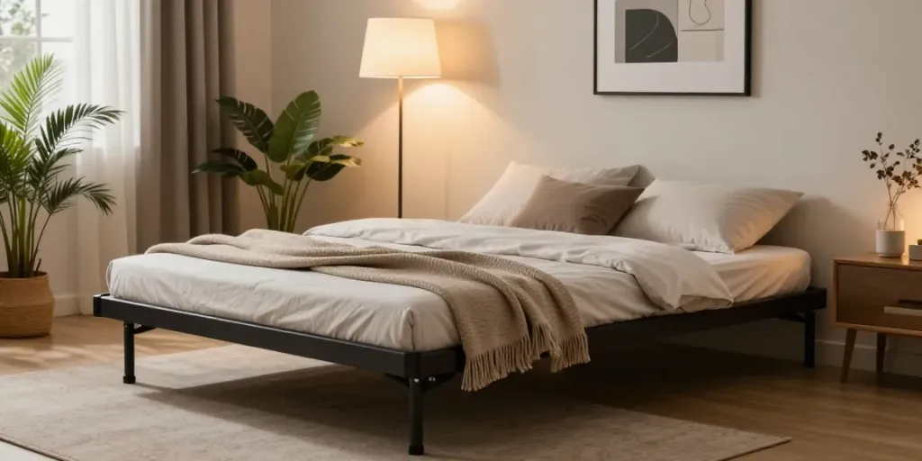 Cozy home living room showcasing price of folding bed with stylish decor and inviting atmosphere.