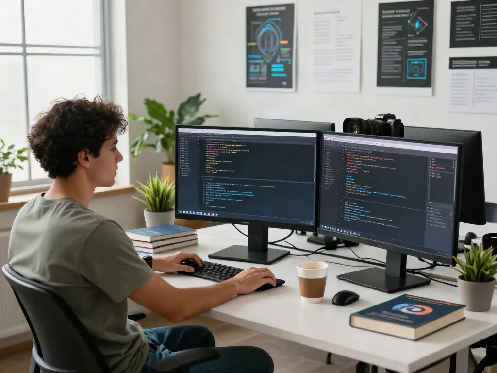Developer menggunakan PGserver untuk pengembangan aplikasi Python di ruang kerja modern.