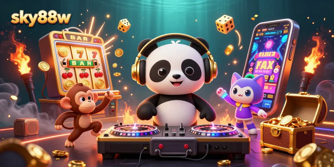 Experience thrilling gameplay with sky88w featuring a DJ panda spinning casino vibes on roulette turntables.