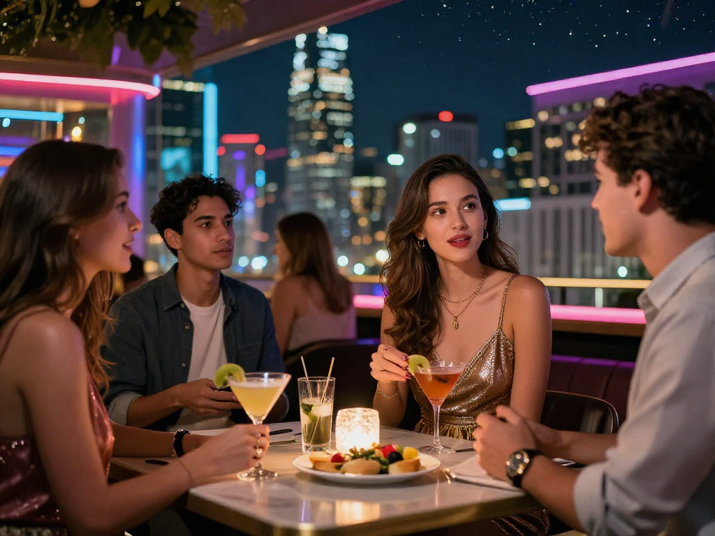 Gái gọi tại quán bar sôi động trong không gian ánh đèn neon rực rỡ