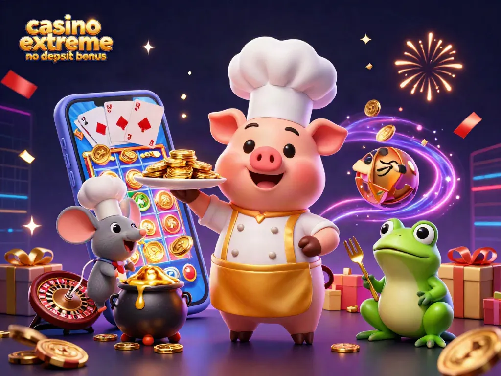 Experience the thrill of the casino extreme no deposit bonus with colorful slots and vibrant characters.